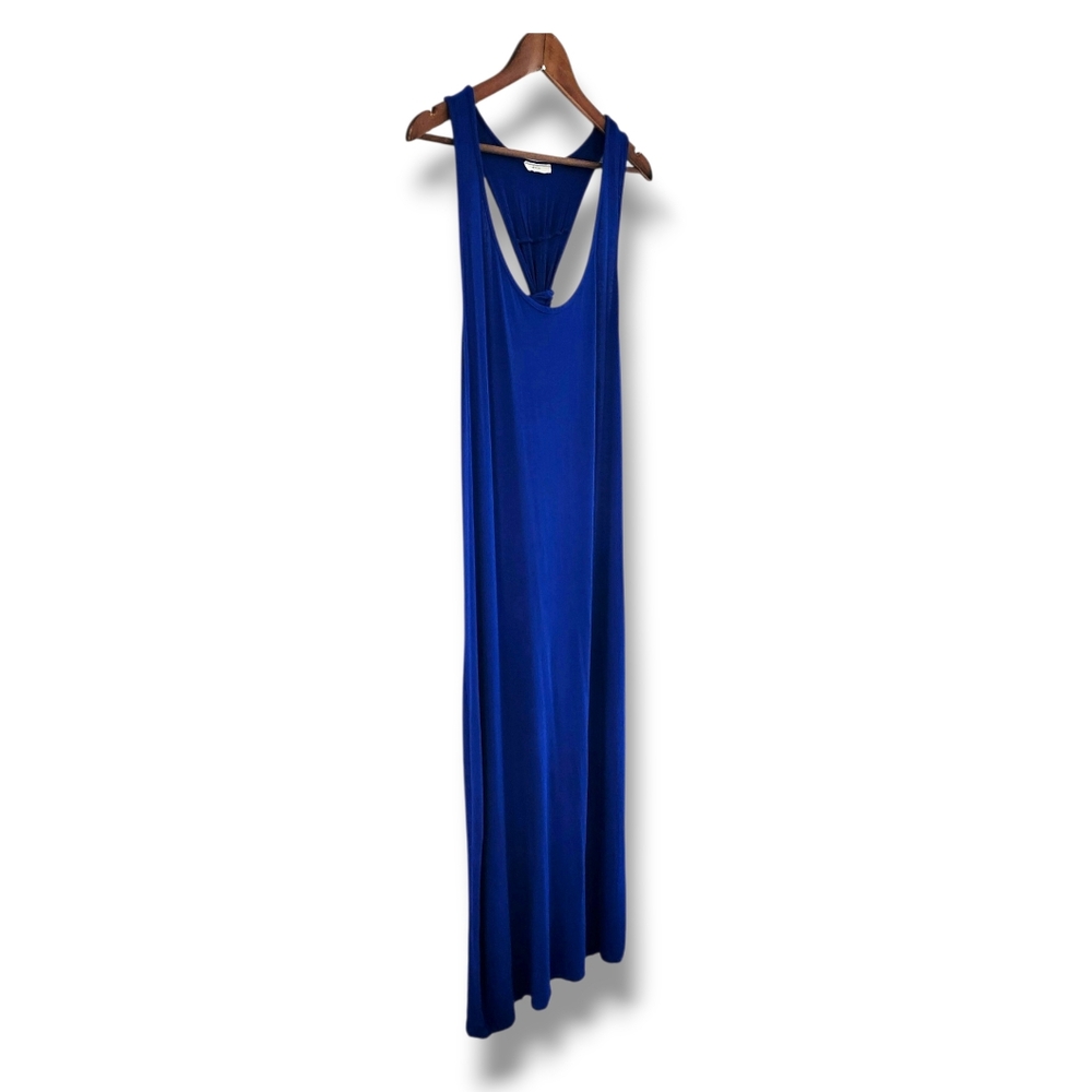 Punc Royal Blue Scoopneck Racerback Knit Maxi Dress | 2X - Picture 2 of 7
